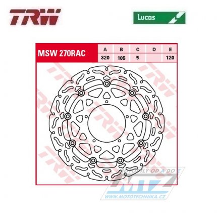 Kotou brzdov plovouc TRW MSW270 (320/105/5D) - zubat design - Aprilia SXV450 / 05-09 + SXV550 / 06-10