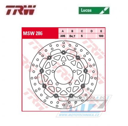 Kotou brzdov plovouc TRW MSW286 (305/84,7/5D) - kulat design - Triumph Tiger800 + Tiger1200 Explorer + SpeedTwin