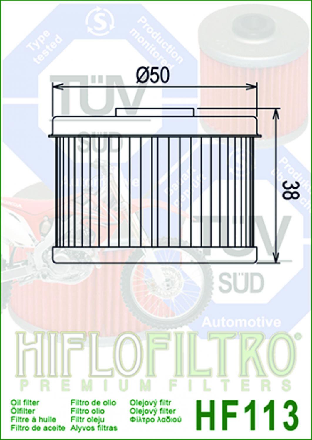 Filtr olejový HF113 (HifloFiltro) Honda CBF125+VT125C