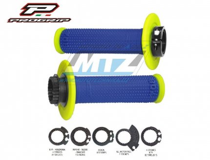 Rukojeti/Gripy Progrip 708 LOCK-ON 2takt+4takt (ODI SCS) včetně 5 nástavců - modro-žluté