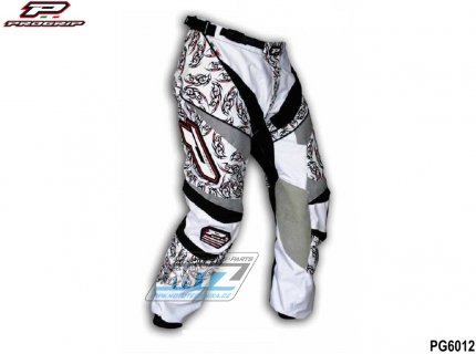 Kalhoty motokros PROGRIP 6012 TOP LINE - bílo-černo-šedé - velikost 38