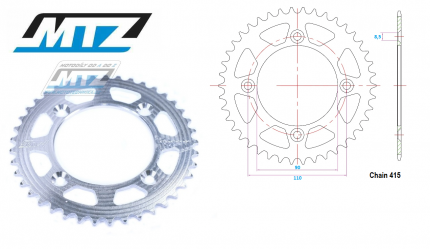 Rozeta etzov (pevodnk) Dural KTM50-38zub MTZ - KTM 50SX / 14-23 + SX-E 5 / 20 + Husqvarna TC50 / 17-23