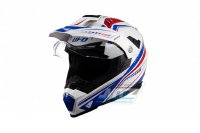 Přilba s plexi a integrovanou sluneční clonou UFO Aries Enduro HE161 - bílo-modro-červená - velikost L