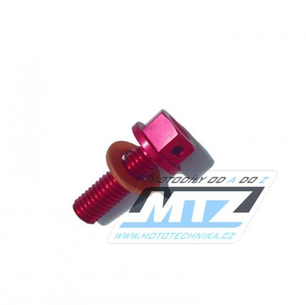 Magnetick vpustn roub M8x25mm (zvit 1,25) - Honda CRF250R / 04-09 + CRF250X / 04-12 - erven