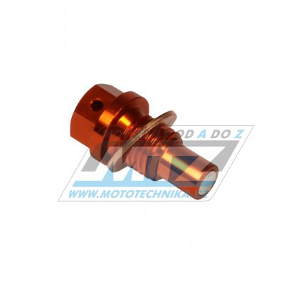Šroub výpustný magnetický M12x22mm (závit 1,5) - ZETA ZE58-1515 - KTM + Husqvarna+Husaberg + Gas-Gas - oranžový