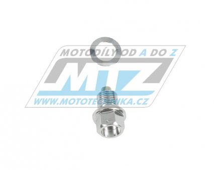 Šroub výpustný magnetický M12x14mm (závit 1,25) včetně podložky - ZETA ZE58-1550 - stříbrný
